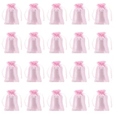 Satin Bags with Drawstrings 4 x 6 Inch - (20 Pack, Pink)