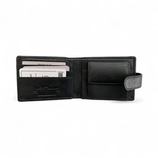 Men's Black Genuine Sheepskin Leather RFID Slim Bifold Wallet - SMW05ZL