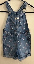 OshKosh Vestbak Overalls Shorts 5T Blue with Rainbow And Stars
