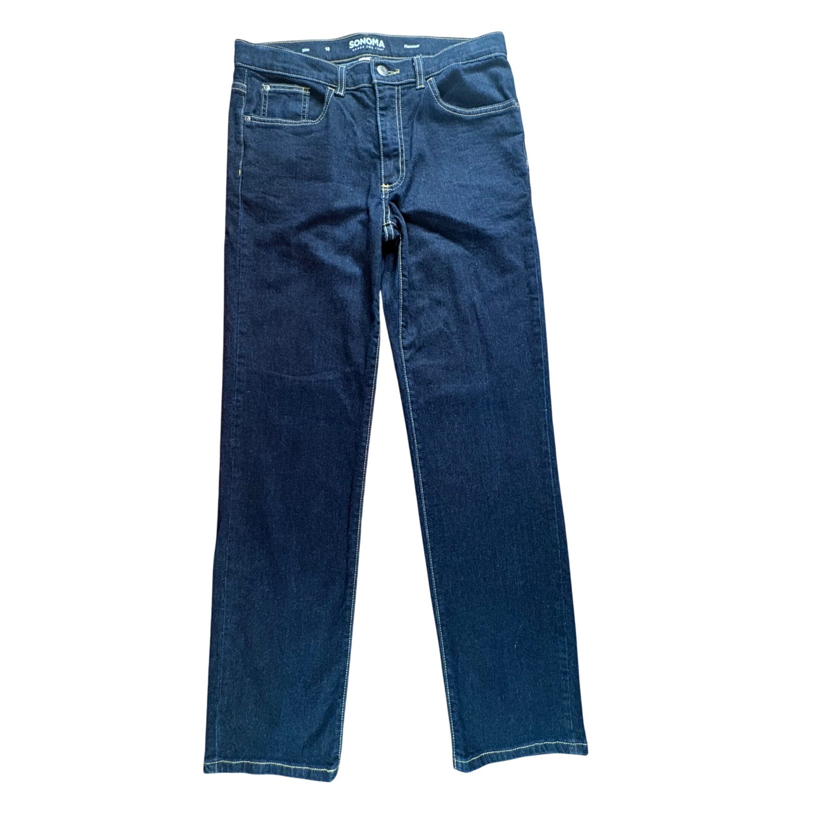 Youth Boys Size 18 Dark Blue Slim Fit Adjustable Waist Euc