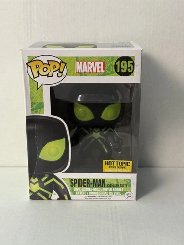 Funko Pop Marvel Spider-Man Stealth Suit 195 Hot Topic Exclusive Glow Vinyl Toy
