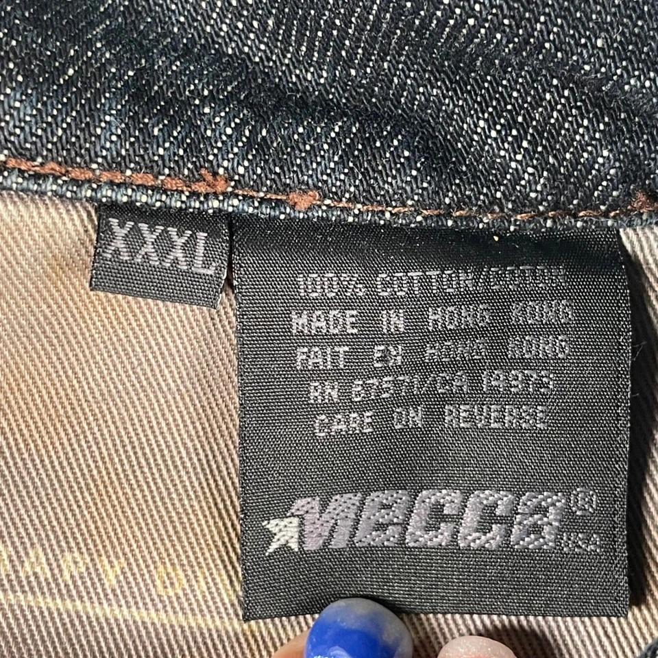 Jaqueta jeans Mecca EUA botão frontal lavagem escura streetwear hip hop folgada Y2K XXXL - Imagem 2 de 4