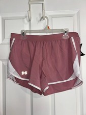 Under Armour lined shorts loose heat gear pink/whites size large NEW