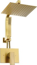 Brushed Gold Shower System 10" Rain Shower Head Handheld Valve Kit Included