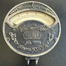 Antique 1898 Weston Ammeter Model # 42104 Newark NJ. 9 Inches Diameter