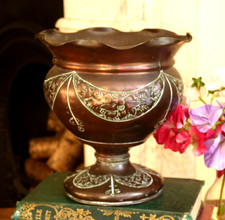 Copper plant pot planter Jardiniere Antique Vintage