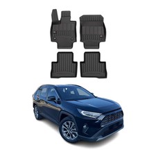 OMAC Tapis de sol en caoutchouc pour Toyota RAV4 2018-2023 Hybrid Noir Premium