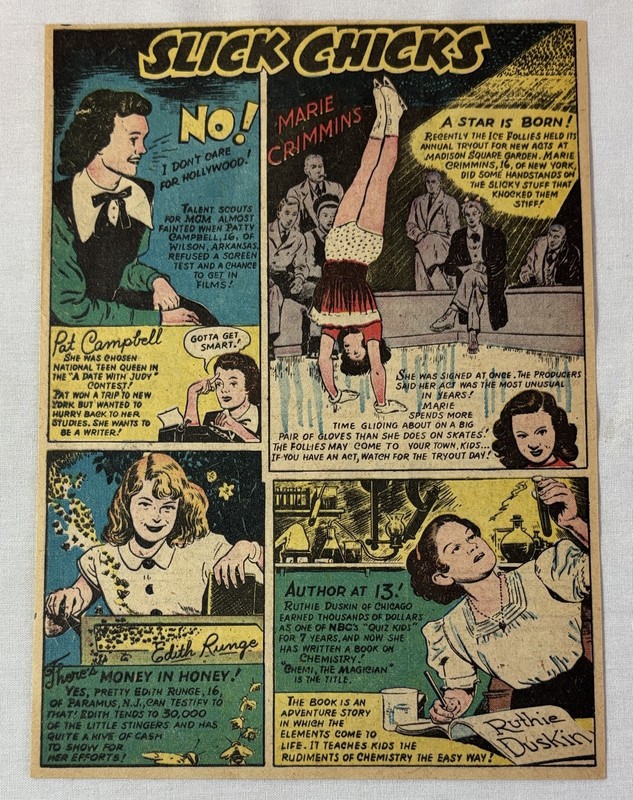 1949 cartoon page ~ PAT CAMPBELL, EDITH RUNGE, MARIE CRIMMINS, RUTHIE DUSKIN
