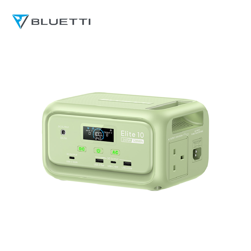 BLUETTI Elite 10 Green Portable Power Station 128Wh 200W Outdoor Camping & Trave
