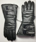 OLYMPIA MOTORCYCLE GLOVES, THINSULATE GORTEX, BLACK LEATHER GAUNTLETS, MEN SMALL