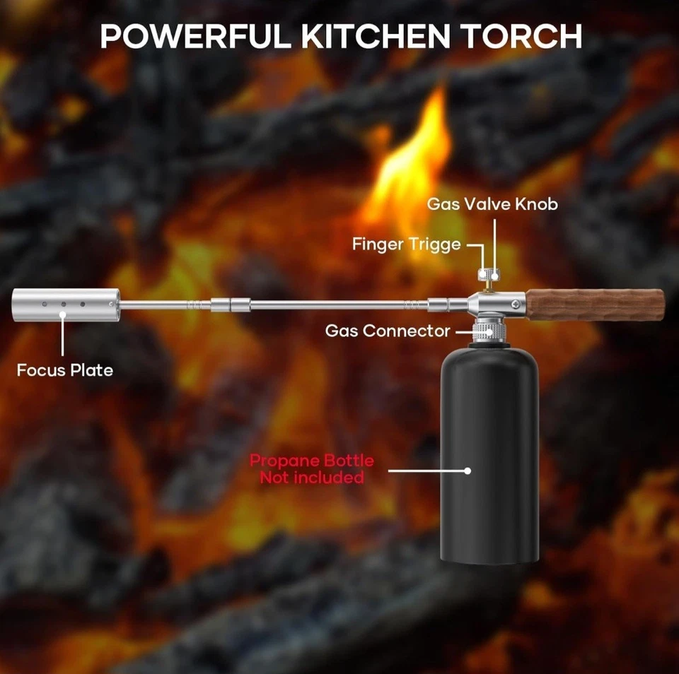 Professional Versatile Long Reach Butane/Propane Torch With Dark Walnut Handle - Image 4 of 4
