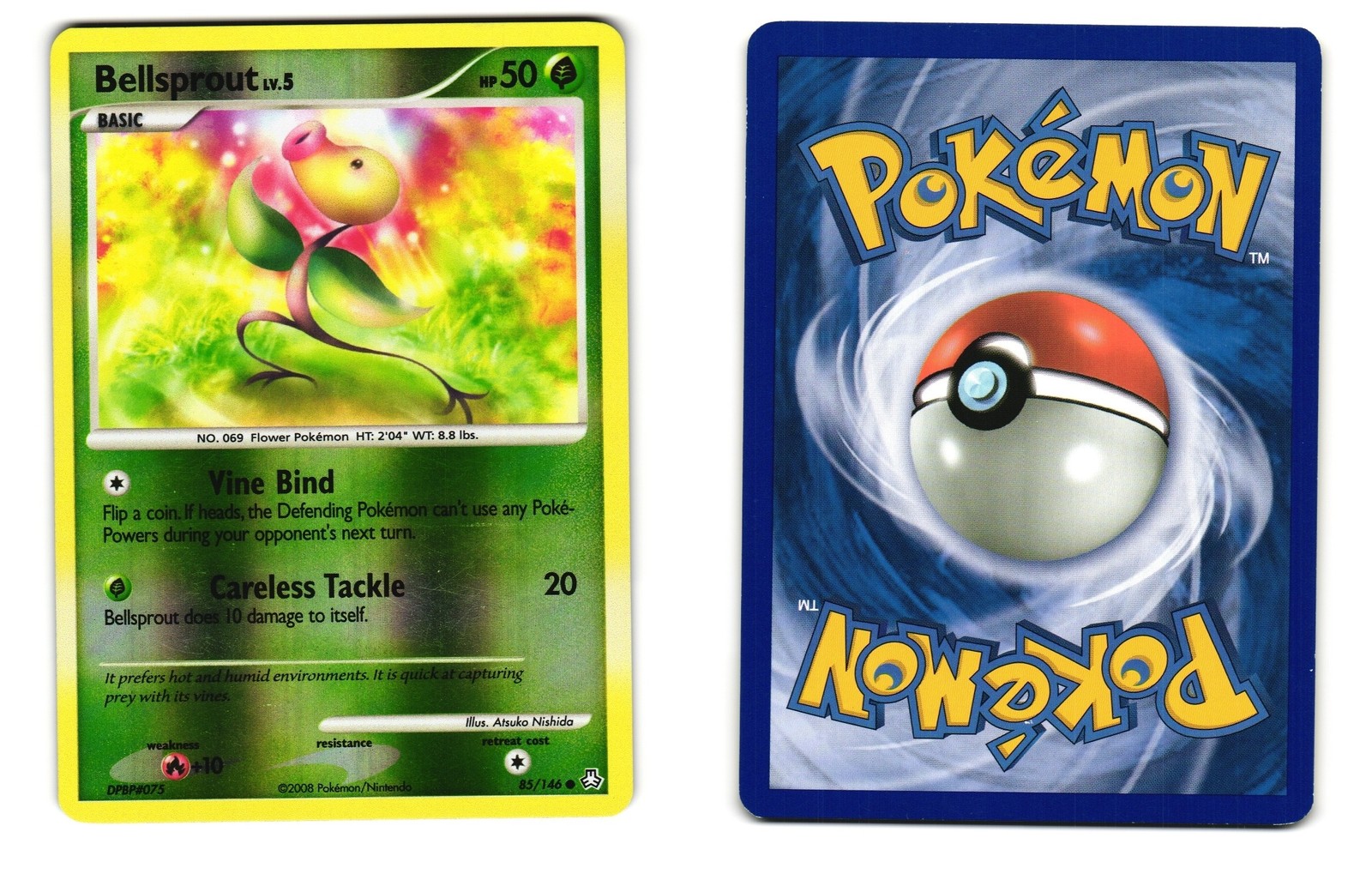 BELLSPROUT 85/146 COMMON LEGENDS AWAKENED POKEMON REVERSE HOLO LP 2008