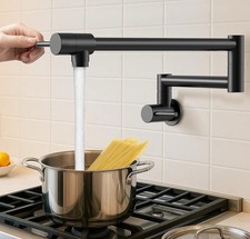 KES Pot Filler Double Joint Folding Kitchen Faucet, Matte Black, Wall Mount-NEW