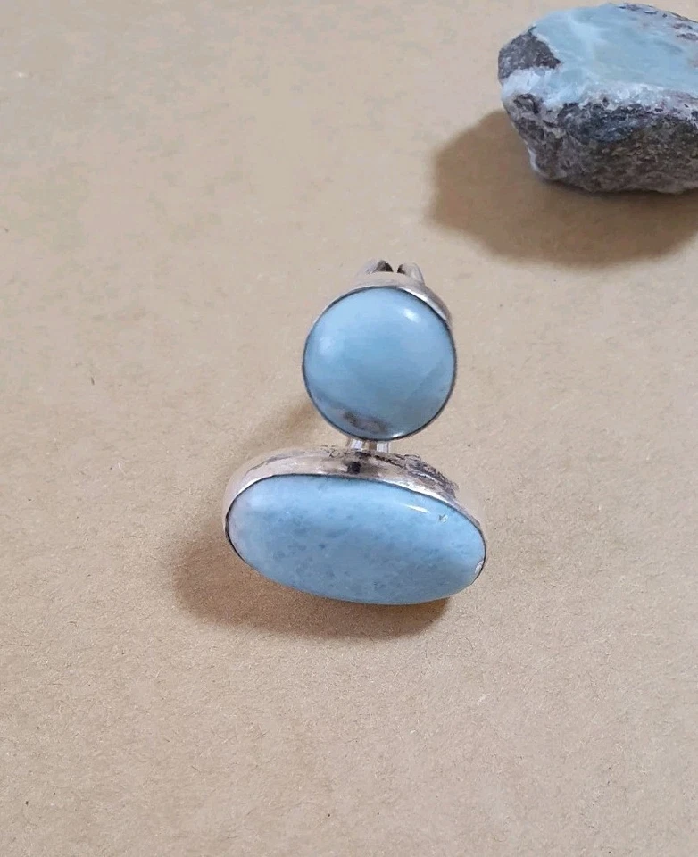 Damen Ring mit LARIMAR Edelsteinen  Verstellbar  925 Silber  - Bild 3 von 4