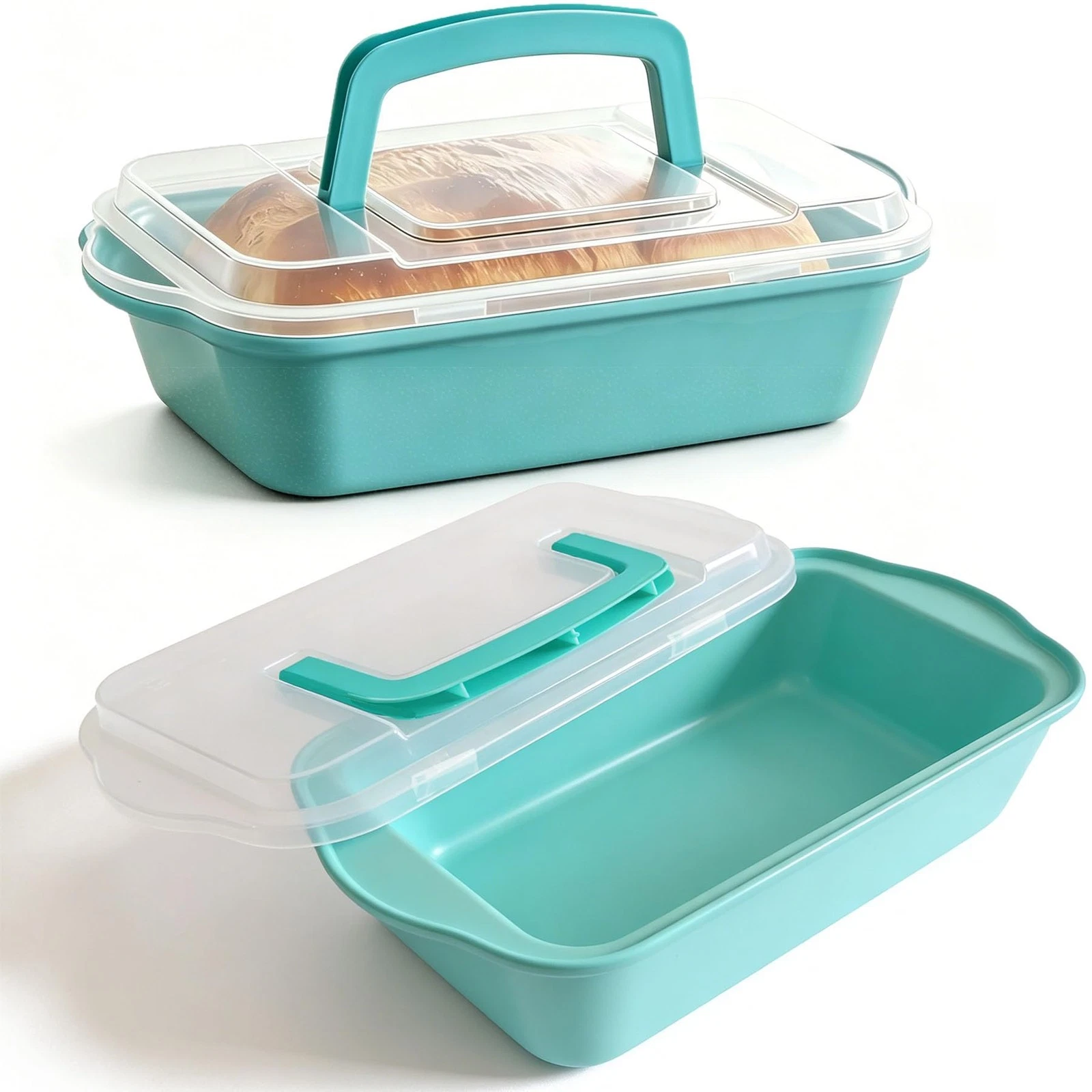 2 Pack 9x5 Inch Loaf Pan with Lid, Nonstick Carbon Steel Bread Pan for Sourdo...