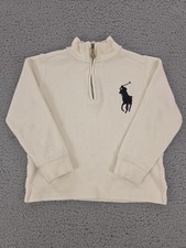 Polo Ralph Lauren Sweater Kids 6 White Big Pony 1/4 Zip Cotton Knit Pullover