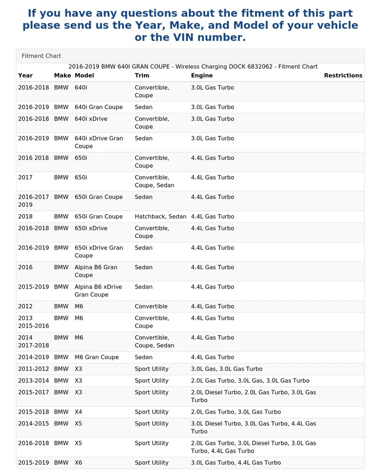 BMW 640I 2016-2019 Gran Coupé - muelle de carga inalámbrica 6832062 Foto 4 de 4