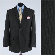 Mens Travel Sport Coat 46R US Size CAFONE Striped Brown Cotton Blazer Jacket