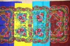 Set of 4 Shawl with Flowers Bohemian Scarf russian Vintage Style Ukrainian gift