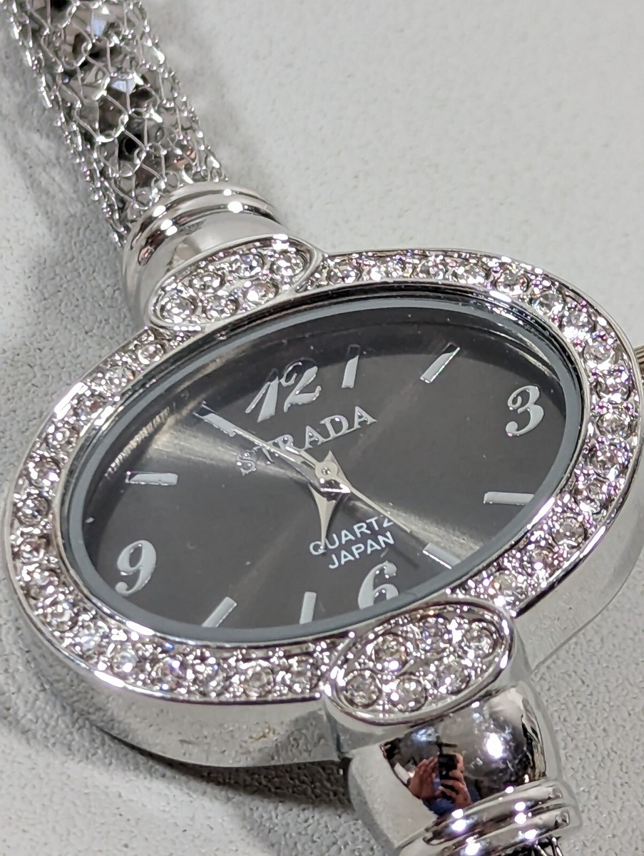 Strada Gray Dial Crystal Accent Ovale Case Barrel Style  display picture 3
