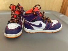 Nike Air Jordan 1 Retro High Little Kids 705303-507 Violet/White Sneakers Sz 7C