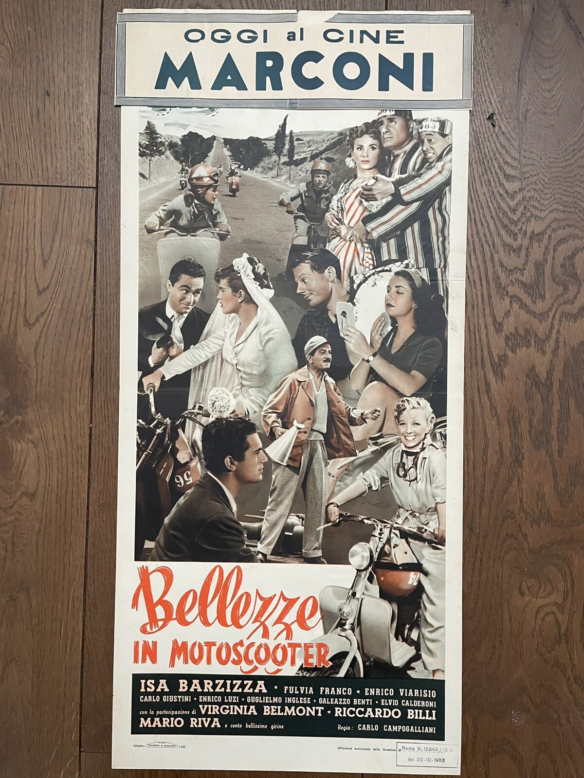 Locandina originale film Bellezze in moto-scooter (1952) - Regia di Carlo Campogalliani