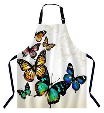 Butterflies Kitchen Apron for Women Men Adjustable Apron Chef Bakers Apron Co...
