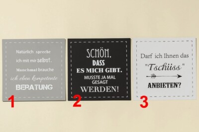 Wandschild mit Spruch Schild Vanna 2 Eisen lackiert weiss 30 x 30 cm Neu