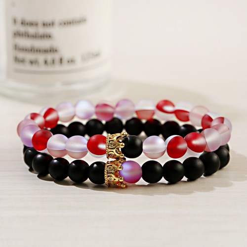 Couple His & Hers Distance Healing Bracelet Black Red Lava Bead Matching YinYang - Picture 154 of 156