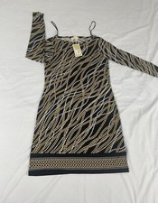 NWT Michael Kors Petite Chain Print Black Polyester Dress Size P