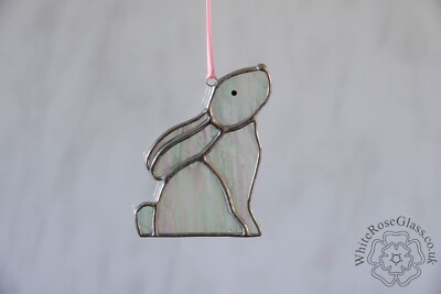 Buntglas Perle weiß Hase/Hase Hänger/Sonnenfänger Geschenk/Wohndeko/Ornament