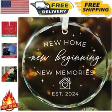 New Home Glass Ornament 2024 with Ribbon - Cherished Keepsake for Housewarming