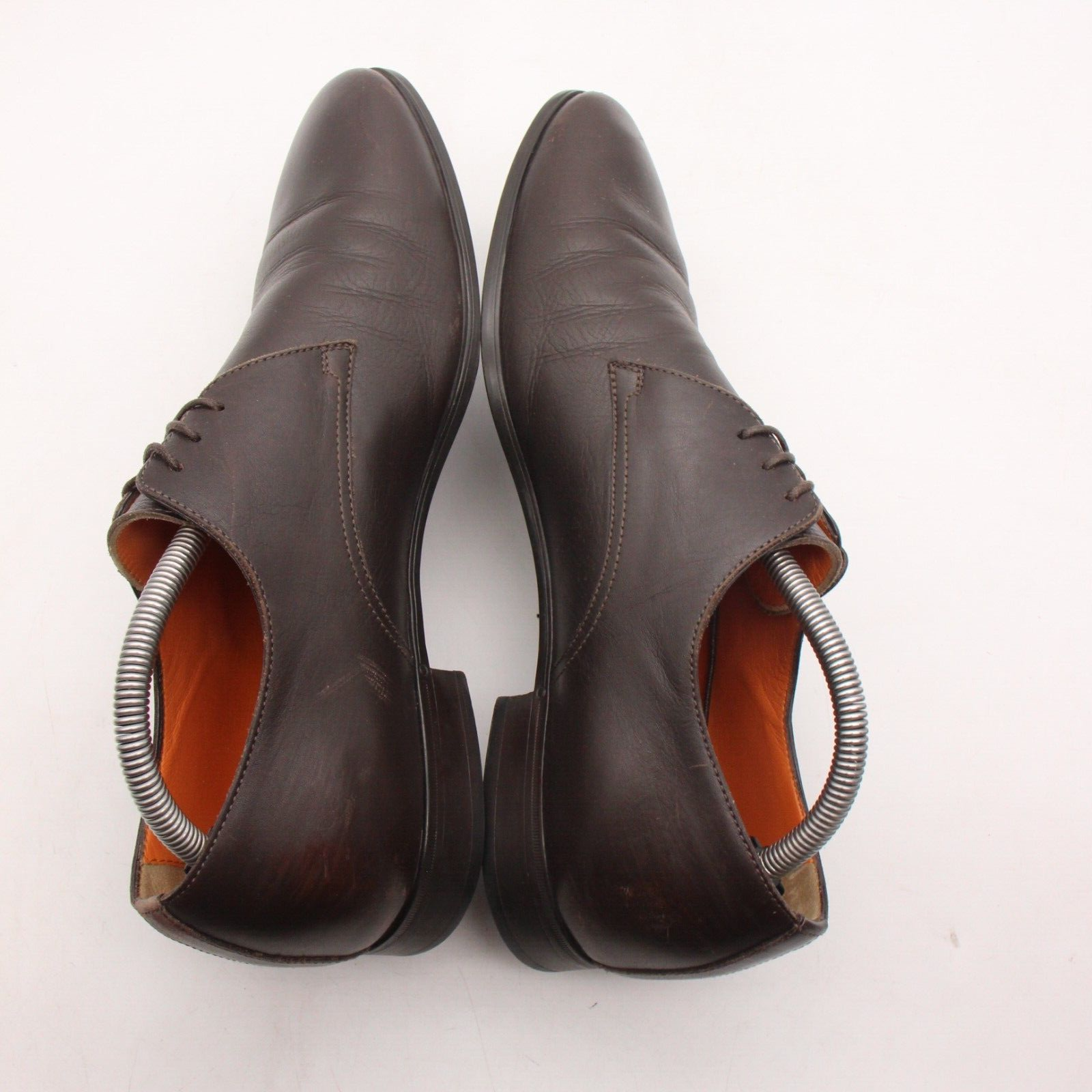 SAOLA Scarpe eleganti Santoni pelle marrone derby oxford punta liscia uomo 8 D Made in Italy