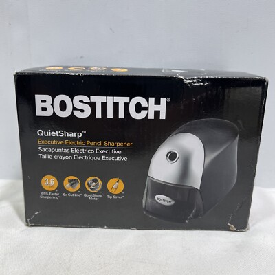 Bostitch QuietSharp Executive Electric Pencil Sharpener, Black ~ NEW -Dmg'd Box