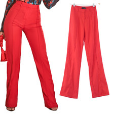 Red Trousers High Waisted Straight Leg Party Office Smart Casual Size UK 8 BNWT