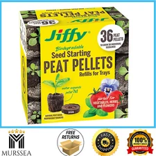 Jiffy 36mm Peat Pellet Seed Starter Kit Refill (36-Pack) Garden Seedling Plugs