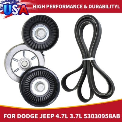 #ad Gates Serpentine Drive Belt Tensioner w Pulley Component Kit for Dodge Ram Jeep $44.28