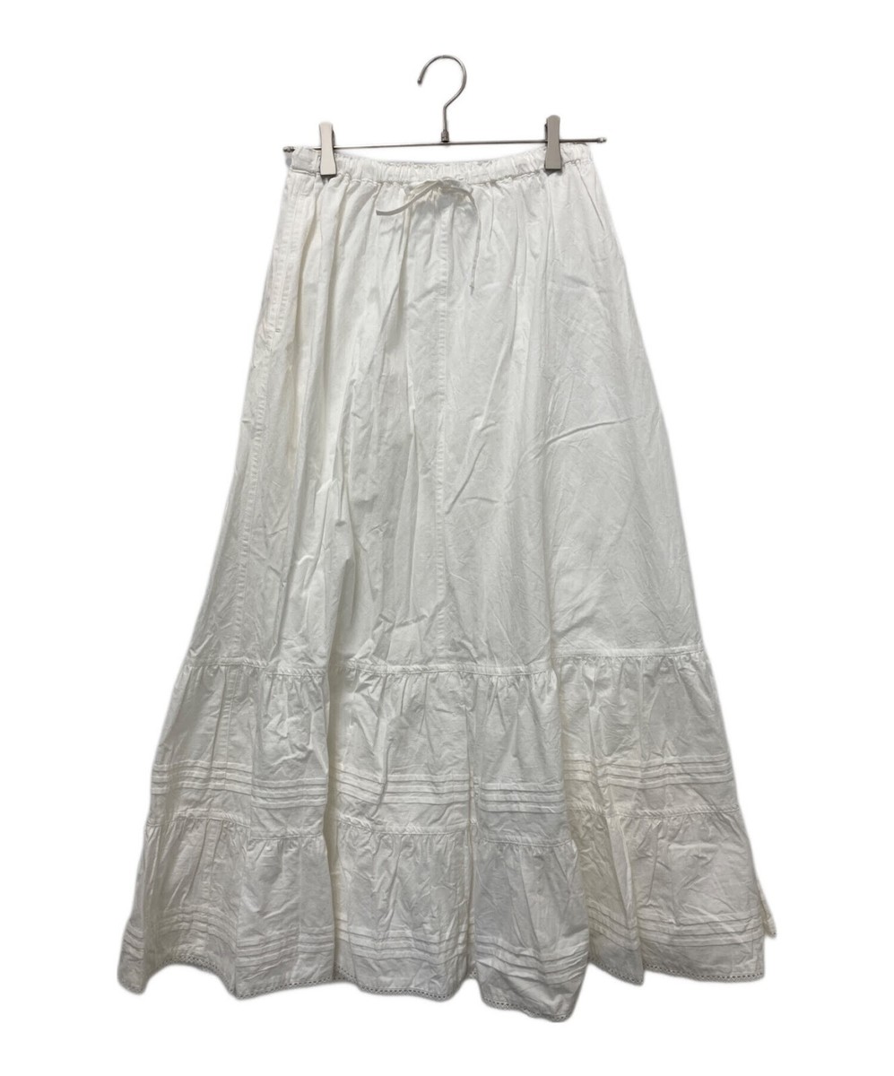 THE SHINZONE Tiered lace skirt white Outer: 84% cotton, 16% linen 