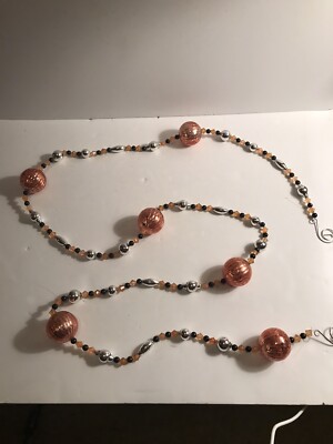Bethany Lowe GLASS Pumpkin and Beaded GARLAND Halloween 6ft