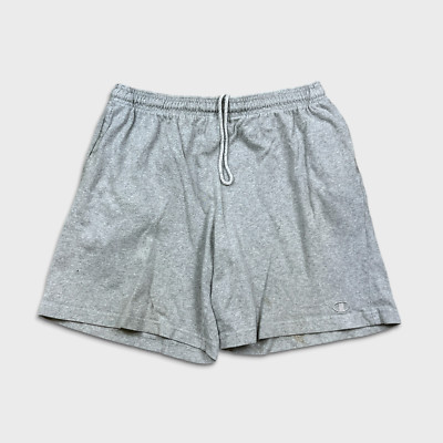 Champion Shorts Mens Large Gray Classic C Logo Pocketed Fleece Athletic Gym Y2K