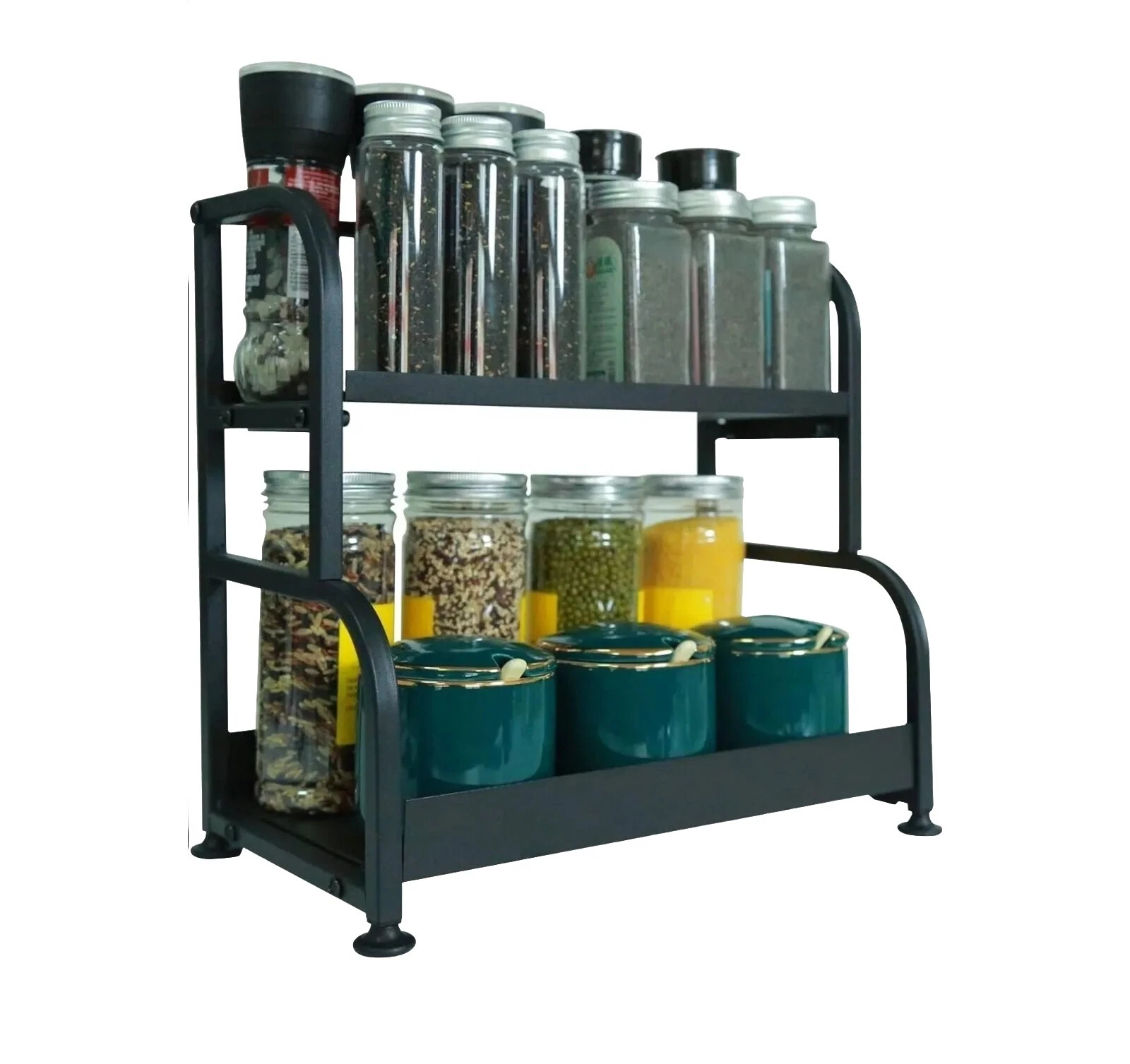 2 Tier Spice Racks 30x28x17cm Cupboard Kitchen Counter Organiser Black New
Opens in a new window or