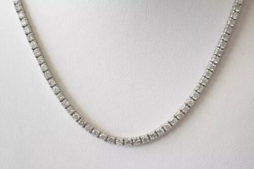 5.81 CT Diamond Eternity Tennis Necklace | 14K White Gold 16" | GIA Certified