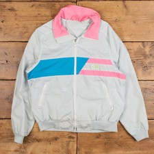 Vintage Cb Sports Windbreaker Jacket M 80s Grey Womens Zip