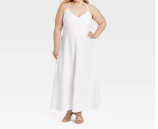 Women's Eyelet Midi Sundress - A New Day White 2X