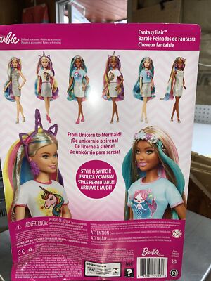 Barbie Fantasy Hair Doll Mermaid and Unicorn Looks NEW DENTED