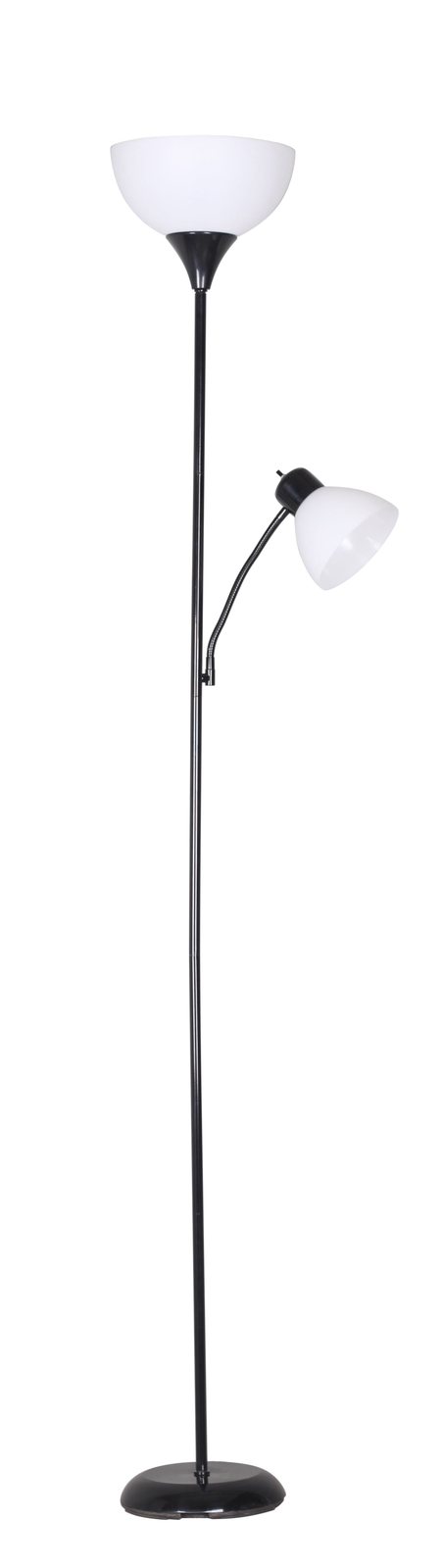 72-Inch Black Modern Floor Lamp with Adjustable Reading Light
