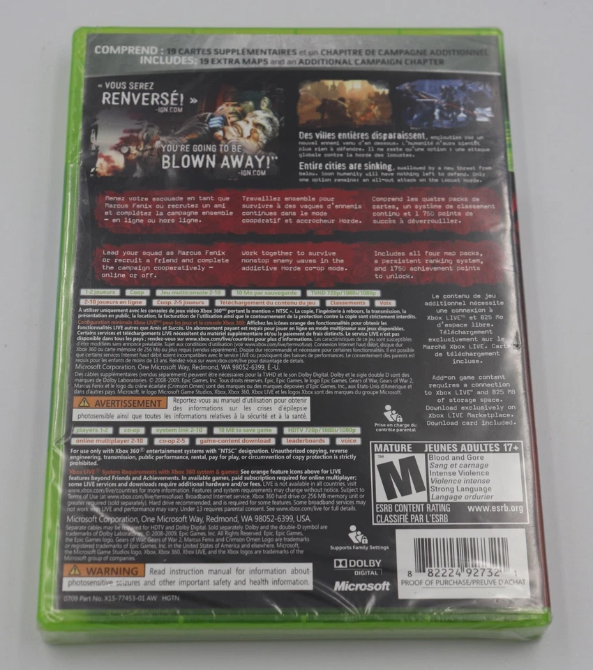 Gears of War 2 Microsoft Xbox 360 Game New Sealed (Minor Flaws) Used - Image 4 of 4