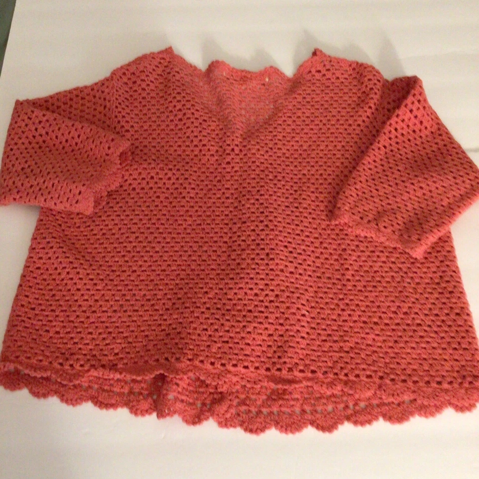 Cárdigan de ganchillo Norm Thompson XL para mujer mezcla de lino coral tejido abierto núcleo de cabaña Foto 3 de 4