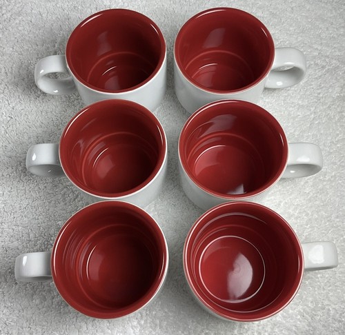 Crate And Barrel Pick Me Up Mug Set & Serving Tray Christmas Red & White *NICE* - Picture 12 of 16