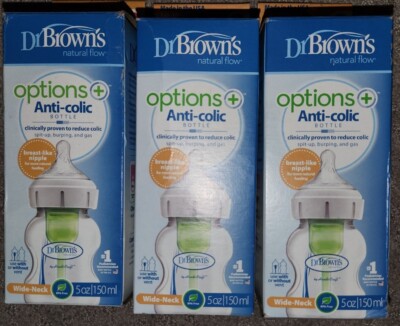 Dr. Brown's Natural Flow Options + Anti-colic Bottle Wide Neck, 5 oz - 3 pack